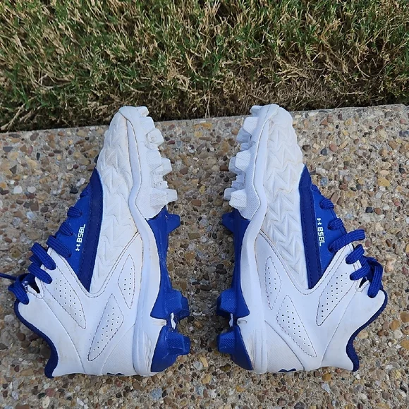 Under Armour Kids Royal Blue and White Cleats - Picture 5 of 5